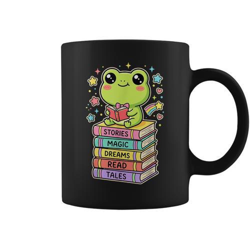 Frog Reading Books Bookworm Librarian Graphic Print Coffee Mug - Bookorys