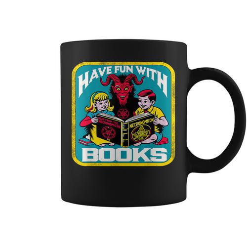 Have Fun With Books Sarcastic Occult Retro Comic Dark Humor Graphic Print Coffee Mug - Bookorys CA