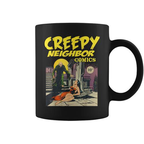 FUNNY Creepy Neighbor Comics Parody Horror Comic Book Graphic Print Coffee Mug - Bookorys CA