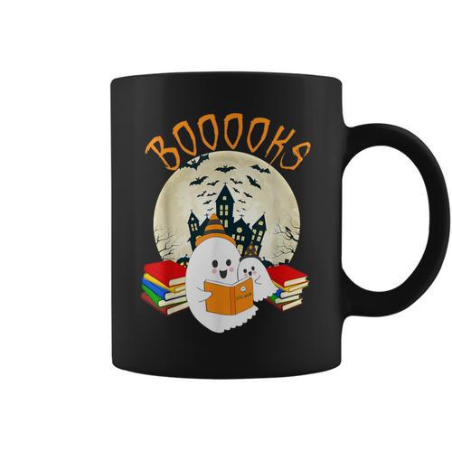 Ghost Book Reading Halloween Booooks Teacher Graphic Print Coffee Mug - Bookorys UK
