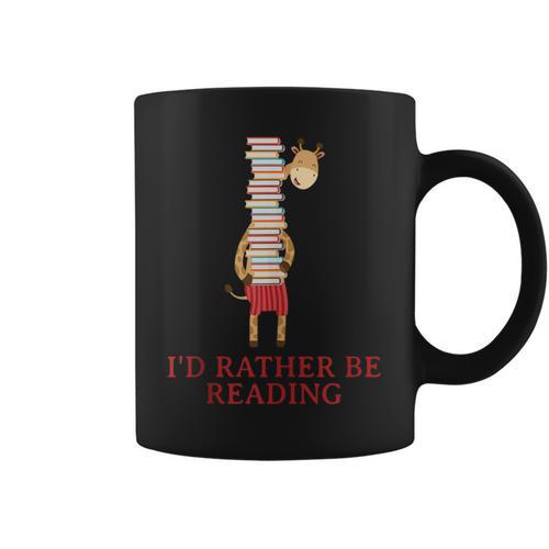 Giraffe Book Lovers I'd Rather Be Reading T Shirt Graphic Print Coffee Mug - Bookorys UK