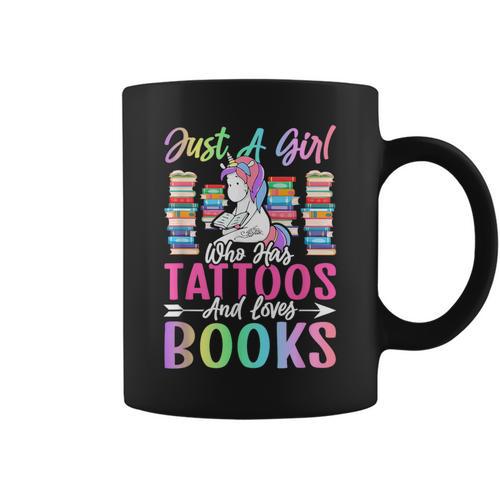 Girl Who Has Tattoos And Loves Books Tattooed Bookworm Girl Graphic Print Coffee Mug - Bookorys