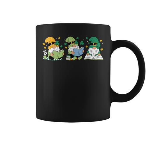 Gnomes Reading Books Teacher St Patricks Day Shamrock Irish Graphic Print Coffee Mug - Bookorys
