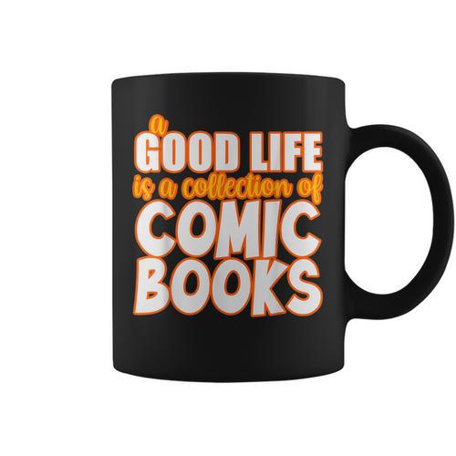 A Good Life Is A Collection Of Comic Books Graphic Vintage Graphic Print Coffee Mug - Bookorys UK