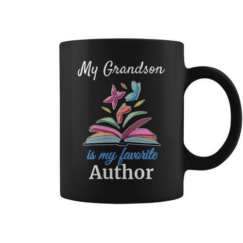 My Grandson Is My Favorite Author For Book Lovers Graphic Print Coffee Mug - Bookorys
