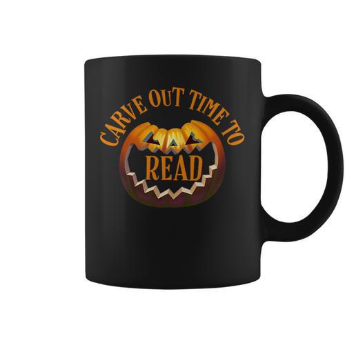 Halloween Carve Carving Read Library Pumpkin Book Graphic Print Coffee Mug - Bookorys DE