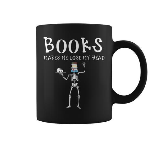 Halloween Literacy Teacher Books Skeleton Librarian Reading For Men Women Kids Graphic Print Coffee Mug - Bookorys UK