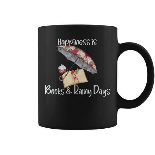 Happiness Is Books And Rainy Days Graphic Print Coffee Mug - Bookorys AU