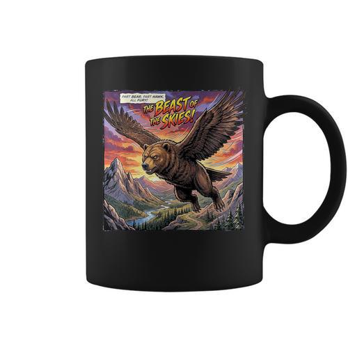 Hawk Bear Hybrid Comic Book Style Graphic Print Coffee Mug - Bookorys