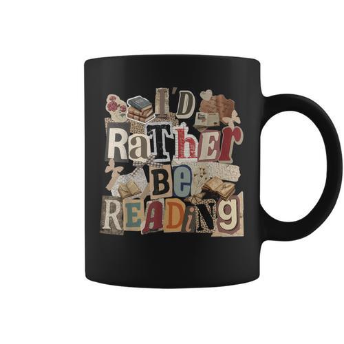 I'd Rather Be Reading Bookworm Cute Book Lover Graphic Print Coffee Mug - Bookorys AU