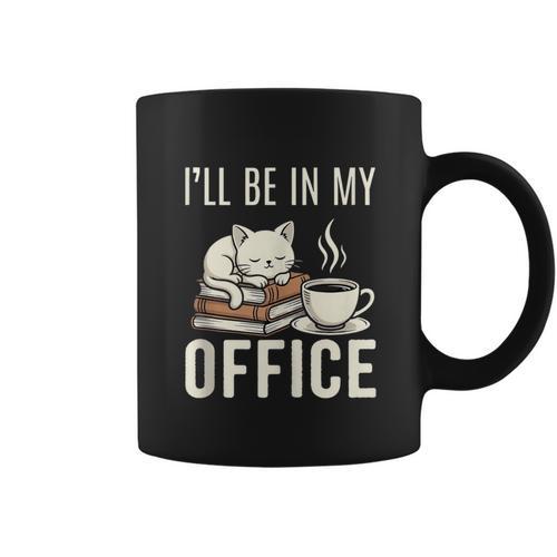 I’Ll Be In My Office Cat Coffee Book Reading Lover Graphic Print Coffee Mug - Bookorys AU