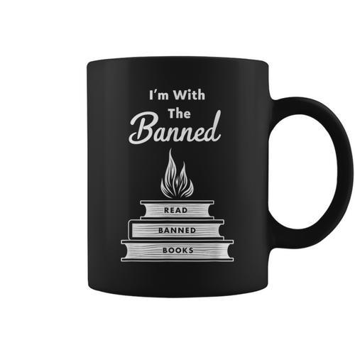 I'm With The Banned Read Banned Books Bookworm Graphic Print Coffee Mug - Bookorys UK