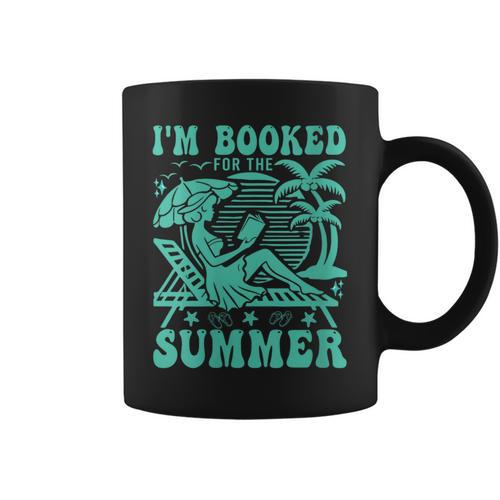I'm Booked For The Summer Vacation Beach Book Lover Graphic Print Coffee Mug - Bookorys UK