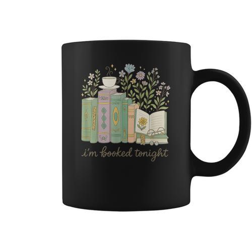 I'm Booked Tonight Cozy Floral Book Lover Graphic Graphic Print Coffee Mug - Bookorys UK