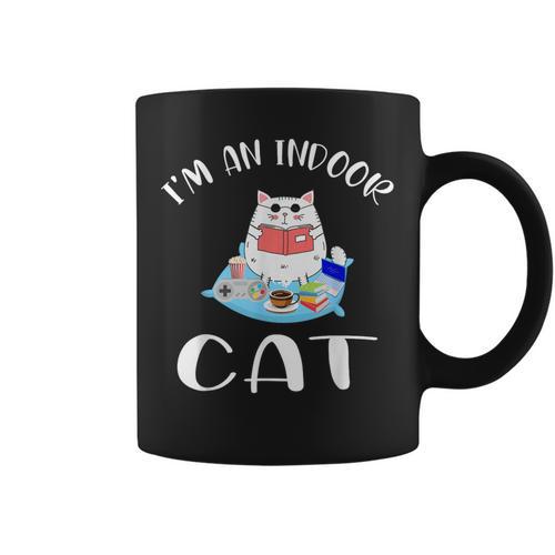 I'm An Indoor Cat I Drink Coffee Read Books Play Games Graphic Print Coffee Mug - Bookorys AU