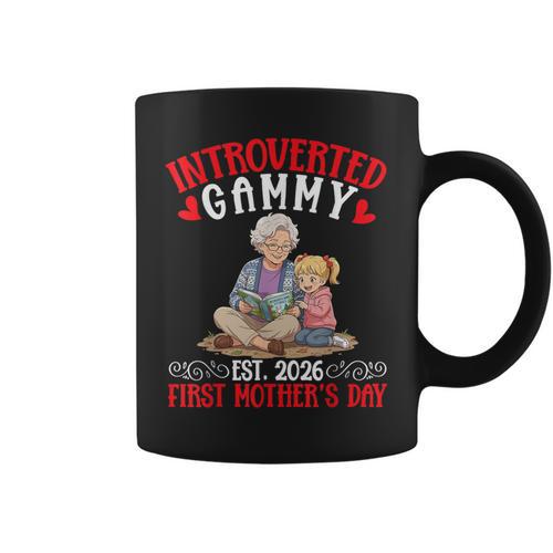 Introverted Gammy Est 2026 First Mother's Day Reading Book Graphic Print Coffee Mug - Bookorys CA