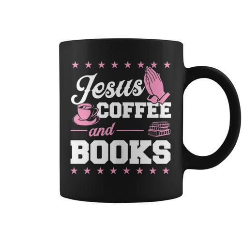 Jesus Coffee And Books Christian Reading Literary Graphic Print Coffee Mug - Bookorys UK