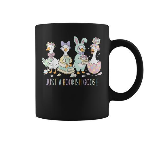 Just A Bookish Goose Bunny Easter Day Reading Book Lover Graphic Print Coffee Mug - Bookorys CA