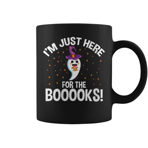 Just Here For The Boooks Ghost Teacher Halloween Book Lover Graphic Print Coffee Mug - Bookorys