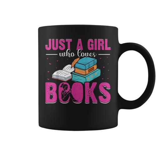 Just a Girl Who Loves Books Book Lover Reader Bookworm Graphic Print Coffee Mug - Bookorys
