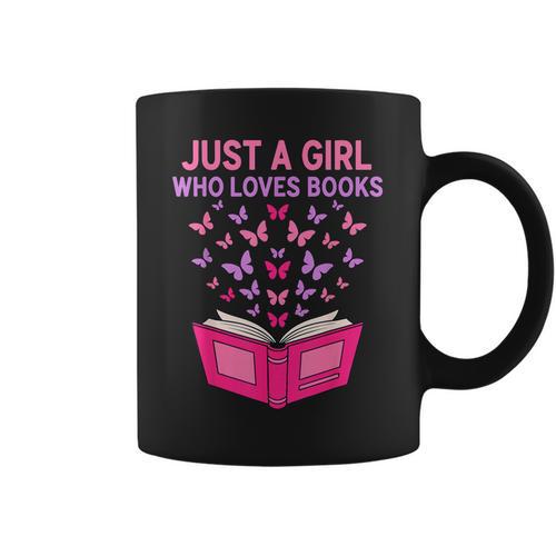 Just A Girl Who Loves Books Butterflies Reading Graphic Print Coffee Mug - Bookorys
