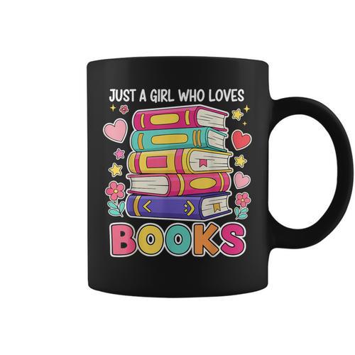 Just A Girl Who Loves Books Reading Library Graphic Print Coffee Mug - Bookorys