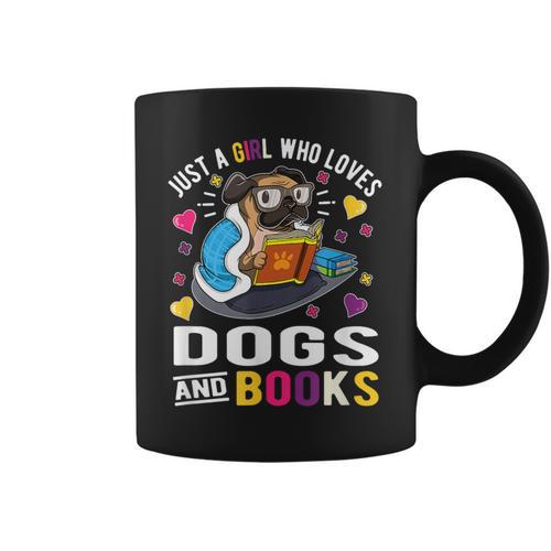 Just A Girl Who Loves Dogs And Books Graphic Print Coffee Mug - Bookorys CA