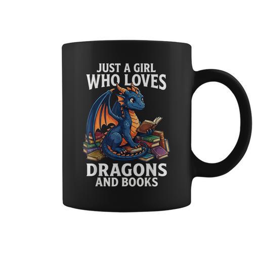 Just A Girl Who Loves Dragons And Books Graphic Print Coffee Mug - Bookorys DE
