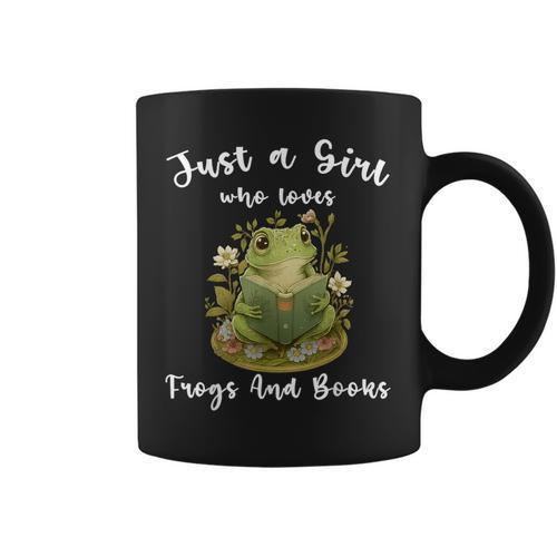 Just A Girl Who Loves Frogs And Books Cute Reading Graphic Print Coffee Mug - Bookorys