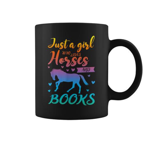 Just a Girl Who Loves Horses And Books Book Lover Graphic Print Coffee Mug - Bookorys