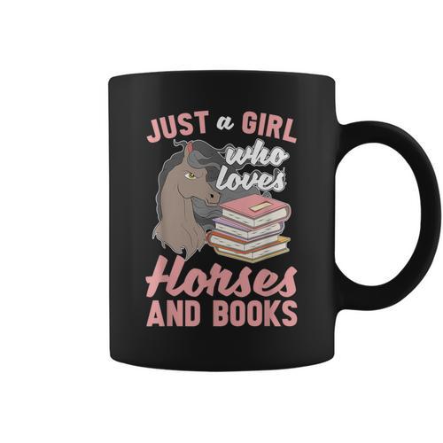 Just A Girl Who Loves Horses And Books Reading Animal Horse Graphic Print Coffee Mug - Bookorys CA
