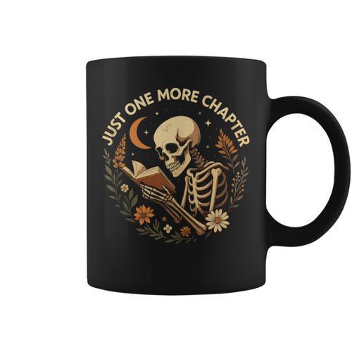 Just One More Chapter Book Lover Bookish Reading Skeleton Graphic Print Coffee Mug - Bookorys CA