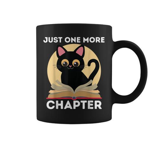 Just One More Chapter Cute Cat Reading Book For Reader Men Women Kids Graphic Print Coffee Mug - Bookorys
