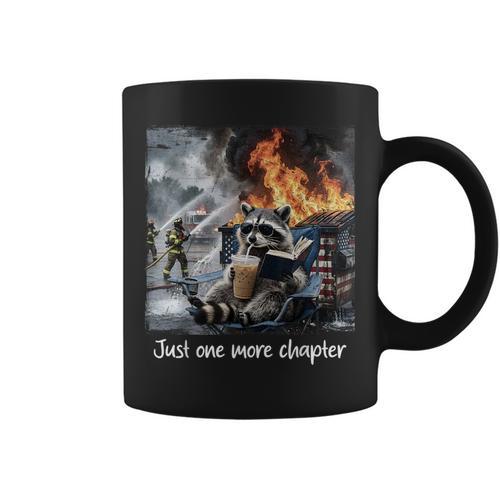 Just One More Chapter Dumpster Raccoon Reading Book Graphic Print Coffee Mug - Bookorys