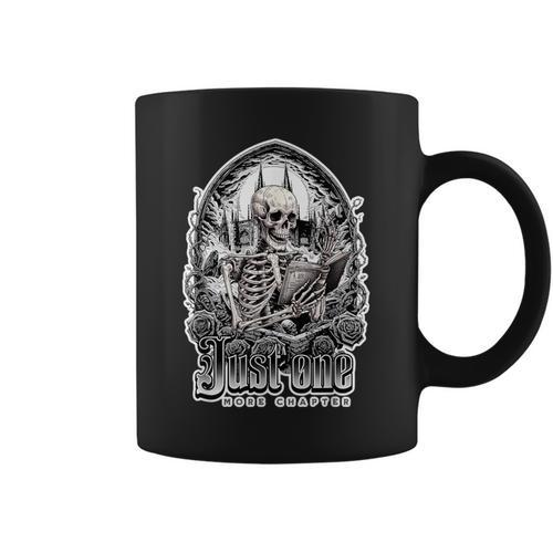 Just One More Chapter Gothic Skeleton Reading Occult Book Graphic Print Coffee Mug - Bookorys CA