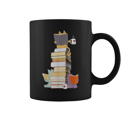 Kawaii Cats Books Coffee Graphic Print Coffee Mug - Bookorys AU