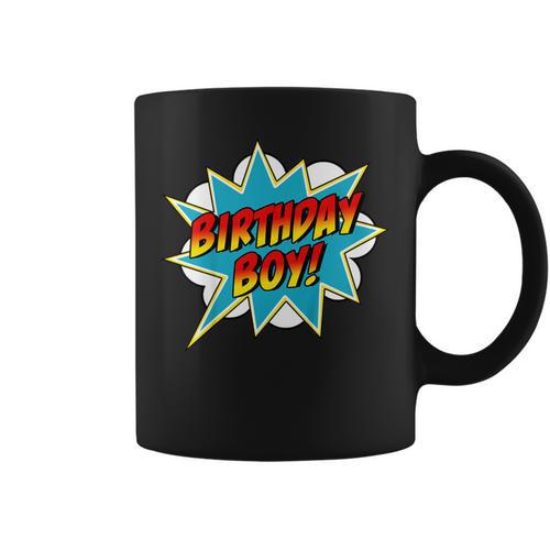 Kids Birthday Boy Superhero Boys Birthday Comic Book Graphic Print Coffee Mug - Bookorys