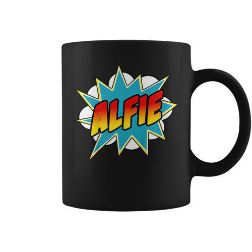 Kids Boys Alfie Name Comic Book Superhero Graphic Print Coffee Mug - Bookorys DE