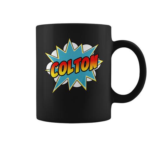 Kids Boys Colton Comic Book Superhero Name Graphic Print Coffee Mug - Bookorys CA