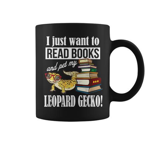 Kids Boys Girls Reptile Read Books Pet Leopard Gecko Lover Graphic Print Coffee Mug - Bookorys