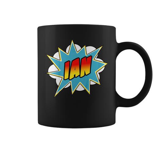 Kids Boys Ian Comic Book Superhero Name Graphic Print Coffee Mug - Bookorys CA