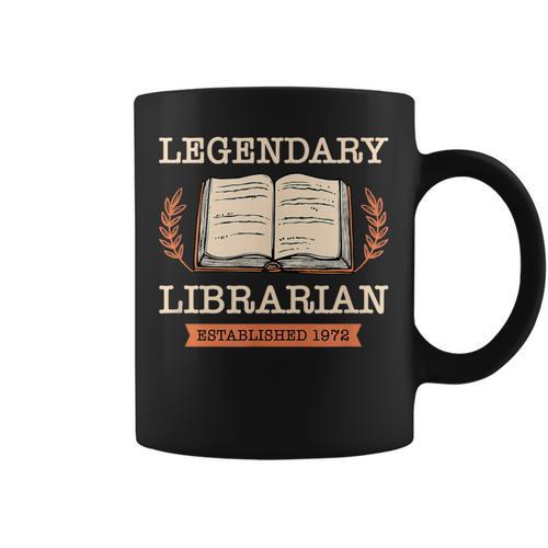 Legendary Librarian Established 1972 Library Book Birthday Graphic Print Coffee Mug - Bookorys DE