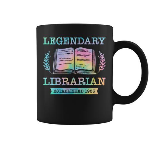 Legendary Librarian Established 1983 Library Book Birthday Graphic Print Coffee Mug - Bookorys DE
