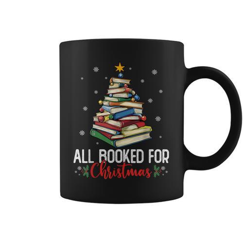 Librarian Book Lover Men Women Kids All Booked For Christmas Graphic Print Coffee Mug - Bookorys