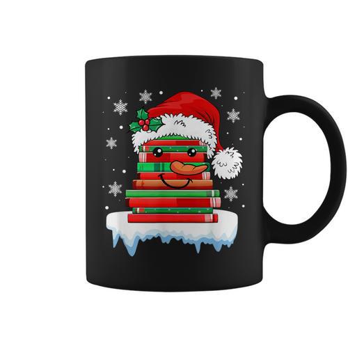 Librarian Book Santa Hat Reader Snow Pajamas Christmas Graphic Print Coffee Mug - Bookorys