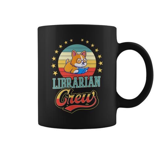 Librarian Crew Cute Library Dog Book Reading Men Women Graphic Print Coffee Mug - Bookorys AU