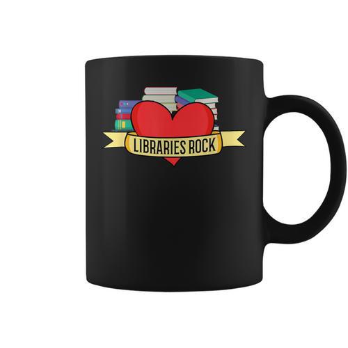 Librarian Library Assistant Libraries Rock Book Lover Graphic Print Coffee Mug - Bookorys AU
