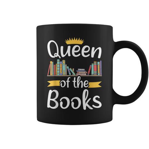 Librarian Queen Of The Books Book Reading Library Graphic Print Coffee Mug - Bookorys CA