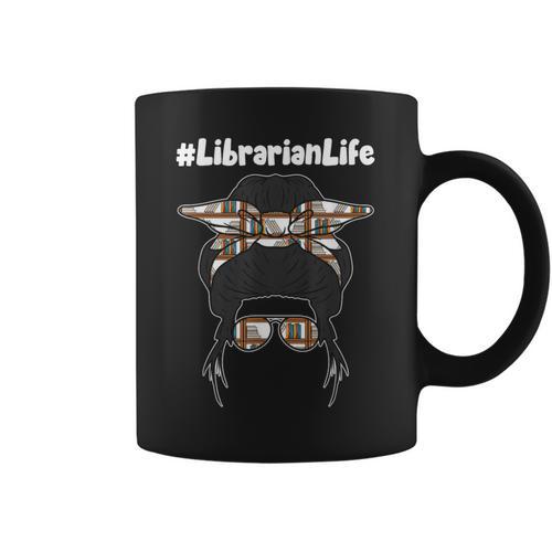 Librarian Teacher Messy Bun Life Book Library Back To School Graphic Print Coffee Mug - Bookorys