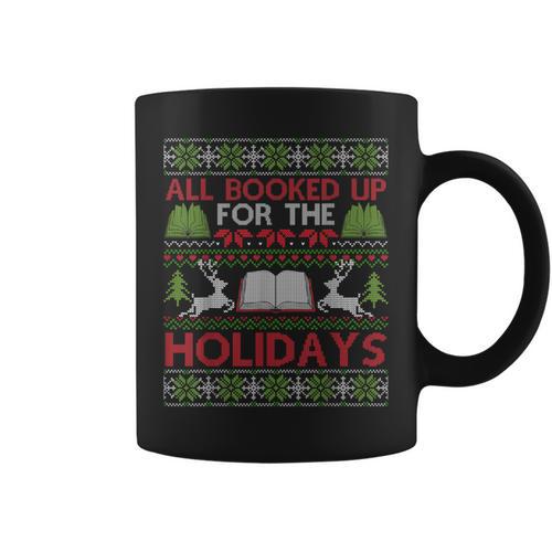 Librarian Ugly Christmas Shirt Book Lover Ugly Xmas Sweater Graphic Print Coffee Mug - Bookorys AU